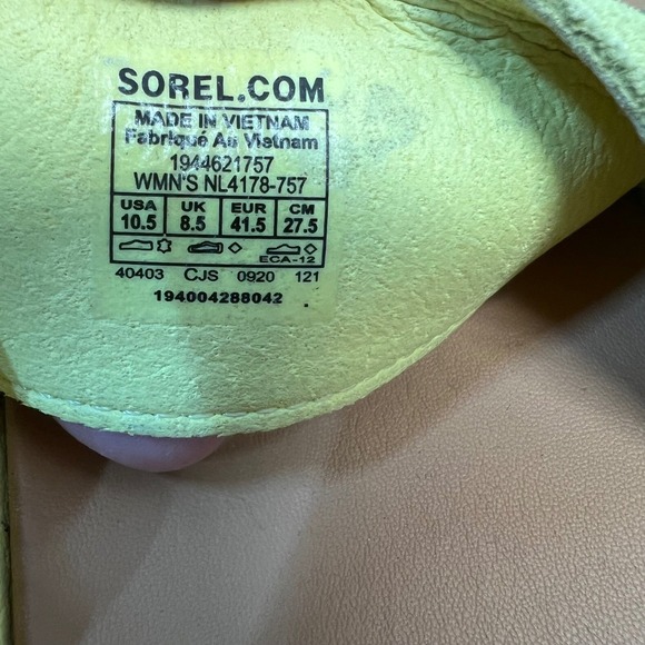 Sorel Roaming Slide Yellow Suede Platform Buckle Sandals Women's Size 10.5 - Picture 5 of 9